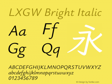 LXGW Bright Italic Version 1.222图片样张