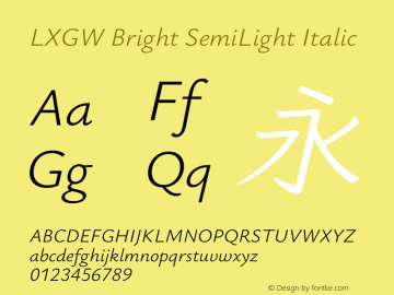 LXGW Bright SemiLight Italic Version 1.23图片样张