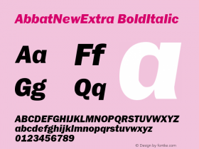 AbbatNewExtra-BoldItalic Version 001.000图片样张