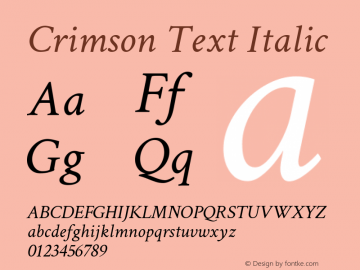 Crimson Text Italic Version 1.100; ttfautohint (v1.8.4)图片样张