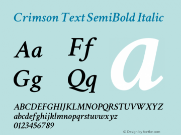 Crimson Text SemiBold Italic Version 1.100; ttfautohint (v1.8.4)图片样张