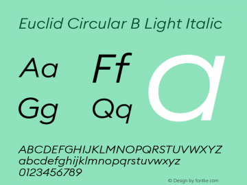 EuclidCircularB-LightItalic Version 3.001图片样张
