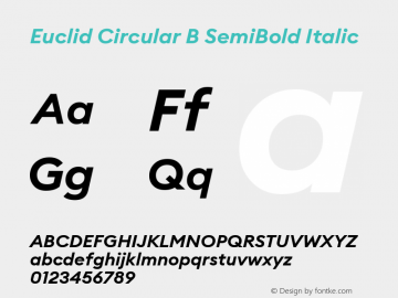 EuclidCircularB-SemiBoldItalic Version 3.001图片样张