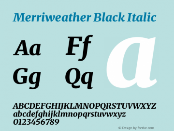 Merriweather Black Italic Version 2.100图片样张