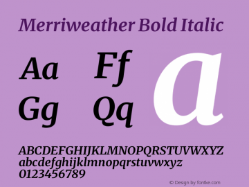 Merriweather Bold Italic Version 2.100图片样张