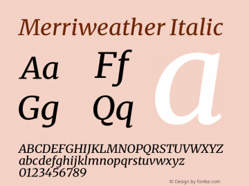 Merriweather Italic Version 2.100图片样张