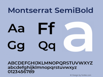 Montserrat SemiBold Regular Version 7.200;PS 007.200;hotconv 1.0.88;makeotf.lib2.5.64775图片样张