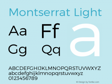 Montserrat Light Version 1.000;PS 002.000;hotconv 1.0.70;makeotf.lib2.5.58329 DEVELOPMENT图片样张