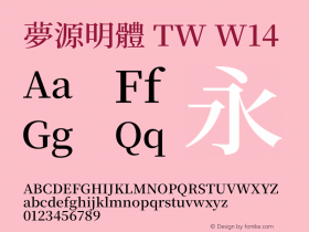 夢源明體 TW W14 图片样张