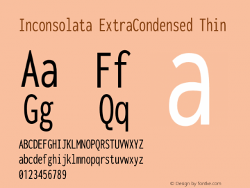 Inconsolata ExtraCondensed Thin Version 3.100图片样张