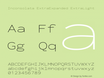 Inconsolata ExtraExpanded ExtraLight Version 3.100; ttfautohint (v1.8.4.7-5d5b)图片样张
