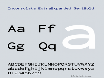 Inconsolata ExtraExpanded SemiBold Version 3.100; ttfautohint (v1.8.4.7-5d5b)图片样张