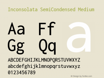 Inconsolata SemiCondensed Medium Version 3.100; ttfautohint (v1.8.4.7-5d5b)图片样张