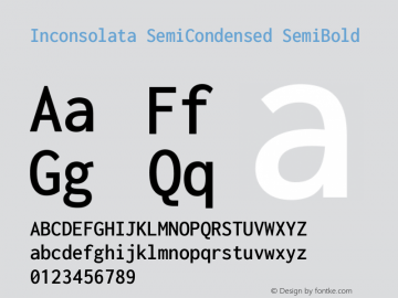 Inconsolata SemiCondensed SemiBold Version 3.100; ttfautohint (v1.8.4.7-5d5b)图片样张