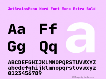 JetBrains Mono Extra Bold Nerd Font Complete Mono Version 1.000; ttfautohint (v1.8.3)图片样张
