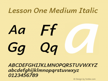 Lesson One Medium Italic Version 1.000图片样张
