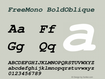 Free Monospaced Bold Oblique Version $Revision: 1.7 $图片样张