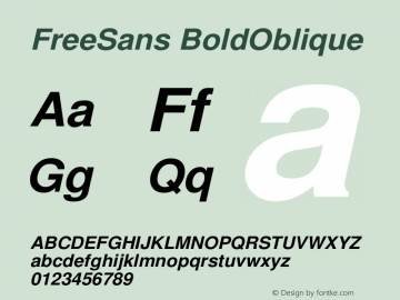 Free Sans Bold Oblique Version $Revision: 1.8 $图片样张