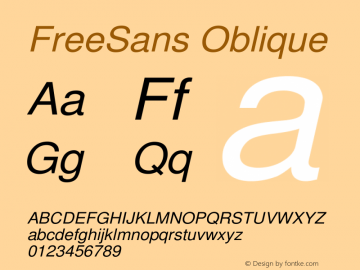 Free Sans Oblique Version $Revision: 1.9 $图片样张