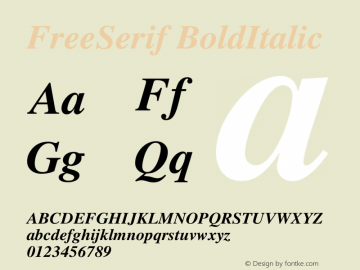 Free Serif Bold Italic Version $Revision: 1.6 $图片样张