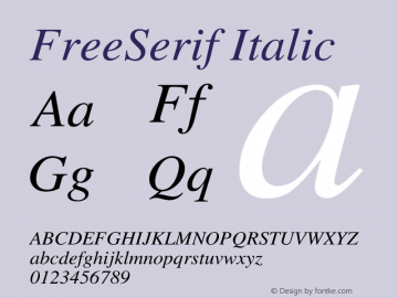 Free Serif Italic Version $Revision: 1.7 $图片样张