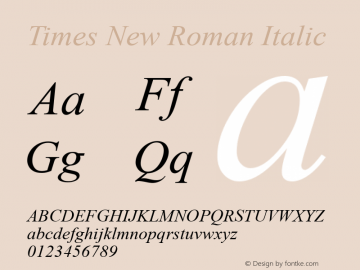 Times New Roman Italic Version 2.90图片样张