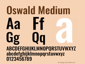 Oswald Medium Version 4.100; ttfautohint (v1.8.1.43-b0c9)图片样张