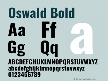 Oswald Bold Version 4.100; ttfautohint (v1.8.1.43-b0c9)图片样张