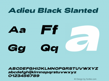 Adieu Black Slanted Version 3.100;hotconv 1.0.109;makeotfexe 2.5.65596图片样张