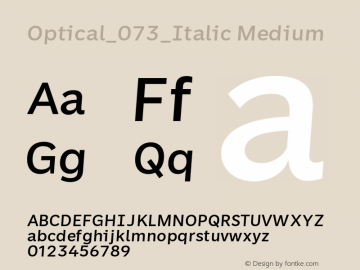 Optical_073_Italic Medium Version 1.073;FEAKit 1.0图片样张