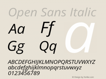 Open Sans Italic Version 3.000图片样张