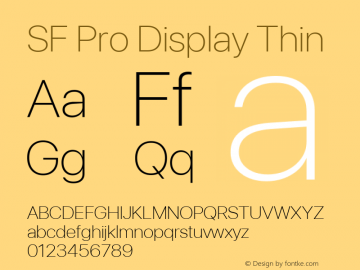 SF Pro Display Thin Version 04.0d5e1 (Sys-17.0d8e1m3)图片样张