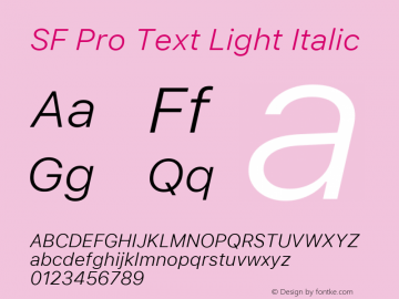 SF Pro Text Light Italic Version 04.0d5e1 (Sys-17.0d8e1m3)图片样张