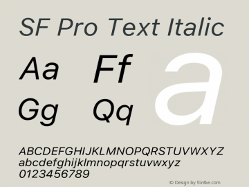 SF Pro Text Italic Version 04.0d5e1 (Sys-17.0d8e1m3)图片样张