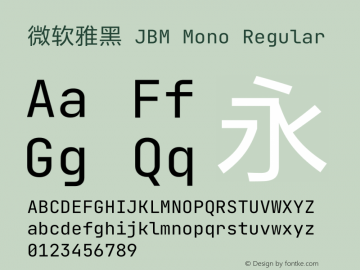 微软雅黑 JBM Mono Regular Version 2.242图片样张