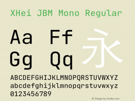 XHei JBM Mono Regular Version 2.242图片样张