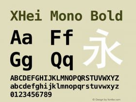 XHei-Mono-Bold XHei Mono.Xihei - Version 5.0图片样张