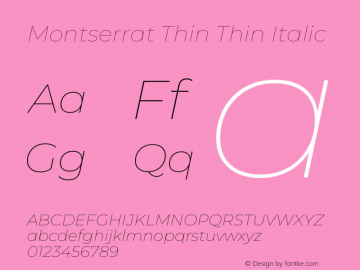 Montserrat Thin Thin Italic Version 8.000图片样张