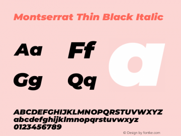 Montserrat Thin Black Italic Version 8.000图片样张