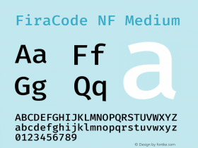 Fira Code Medium Nerd Font Complete Mono Windows Compatible Version 6.002;Nerd Fonts 2.1.0图片样张