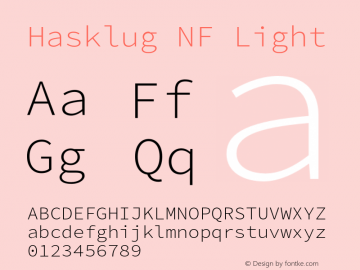 Hasklug Light Nerd Font Complete Windows Compatible Version 1.0;Nerd Fonts 2.1.0图片样张