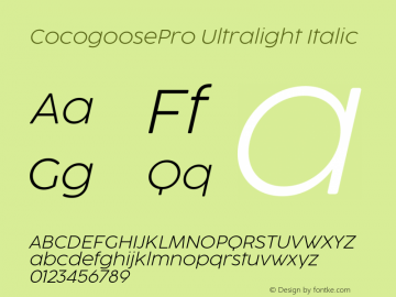 CocogoosePro Ultralight Italic Version 1.000图片样张