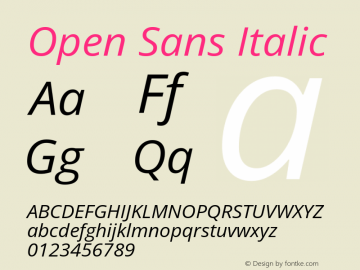 Open Sans Italic Version 3.000图片样张