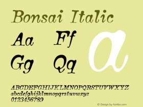 Bonsai Italic Version 2.001 Font Sample