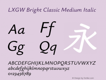 LXGW Bright Classic Medium Italic Version 0.906图片样张