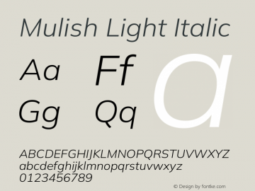 Mulish Light Italic Version 3.603图片样张
