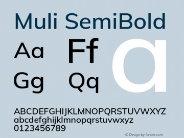Muli SemiBold Version 2.100; ttfautohint (v1.8.1.43-b0c9)图片样张