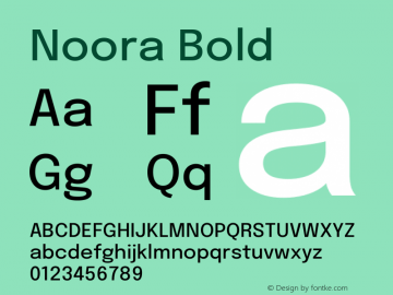 Noora Bold Version 1.00;September 10, 2021;FontCreator 13.0.0.2683 64-bit图片样张