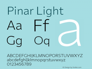 Pinar Light Version 2.00;September 9, 2021;FontCreator 13.0.0.2683 64-bit图片样张
