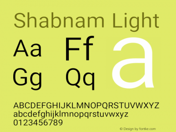 Shabnam Light Version 5.00;January 21, 2021;FontCreator 13.0.0.2683 64-bit图片样张